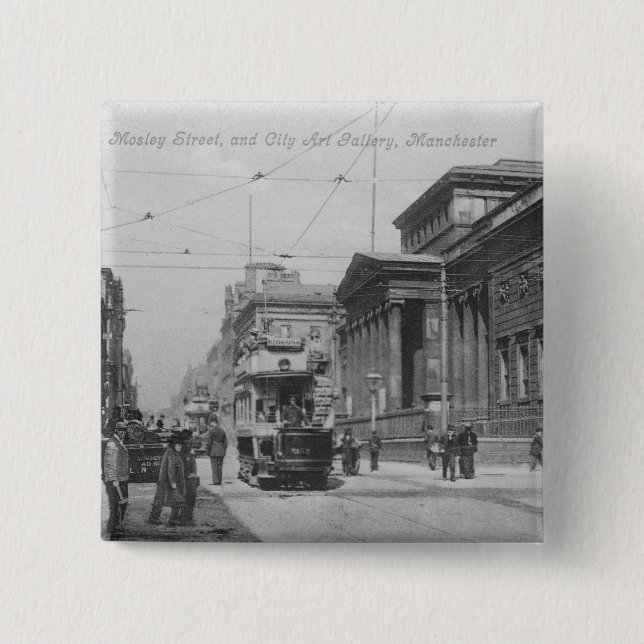 Mosley Street 2 Inch Square Button (Front)