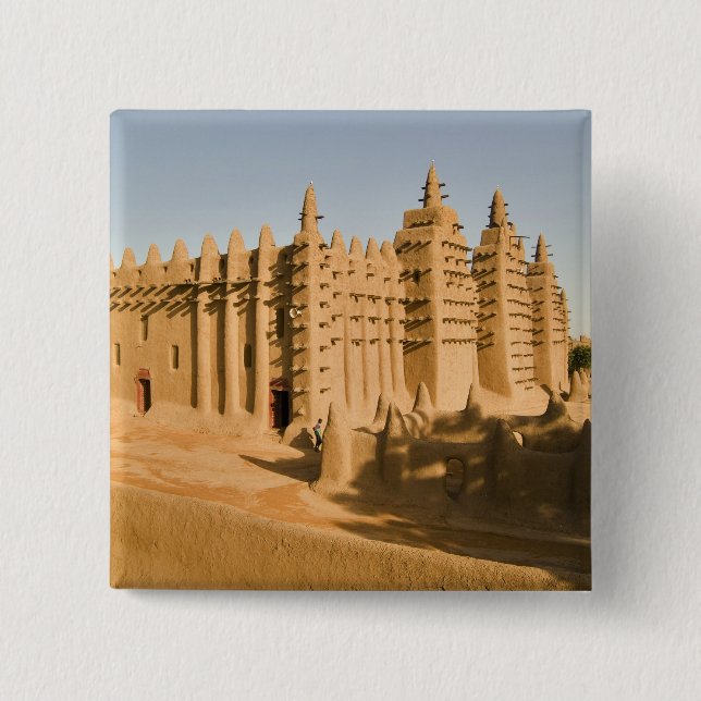 Mosque at Djenne, a classic example of 2 Inch Square Button (Front)