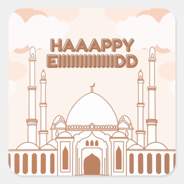 mosque english happy eid -Eid Al Fitr- Square Sticker (Front)