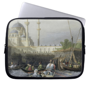 Mosque of Sultana Valide from the Port, engraved b Laptop Sleeve