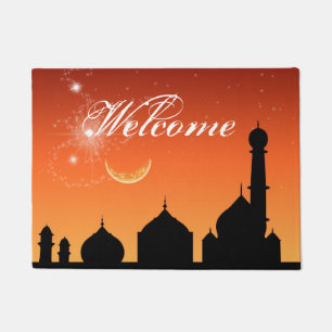 Mosque Silhouette Evening Sky - Door Mat