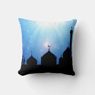 Mosque Silhouette with Sunrays - Pillow