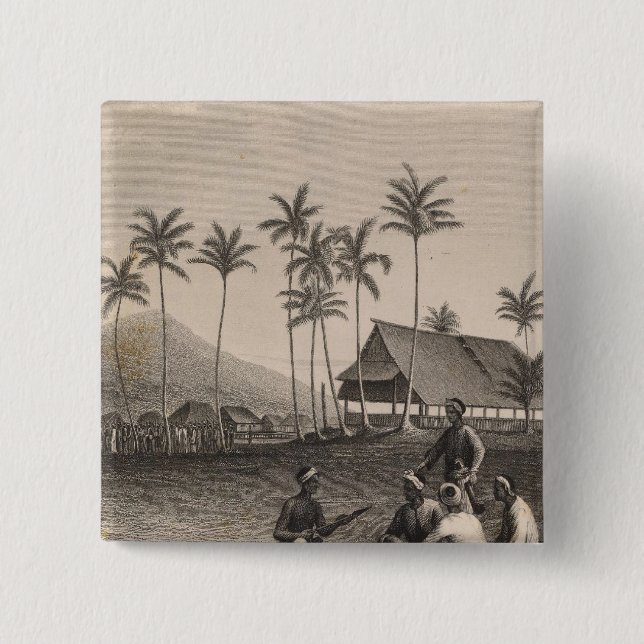 Mosque, Sooloo, Philippines 2 Inch Square Button (Front)