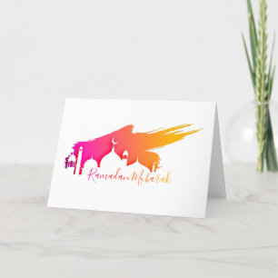 Mosque with Colourful Sky Ramadan Mubarak Holiday Card