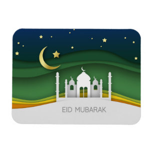 Mosquée coupée en papier de l'Aïd moderne - Magnet