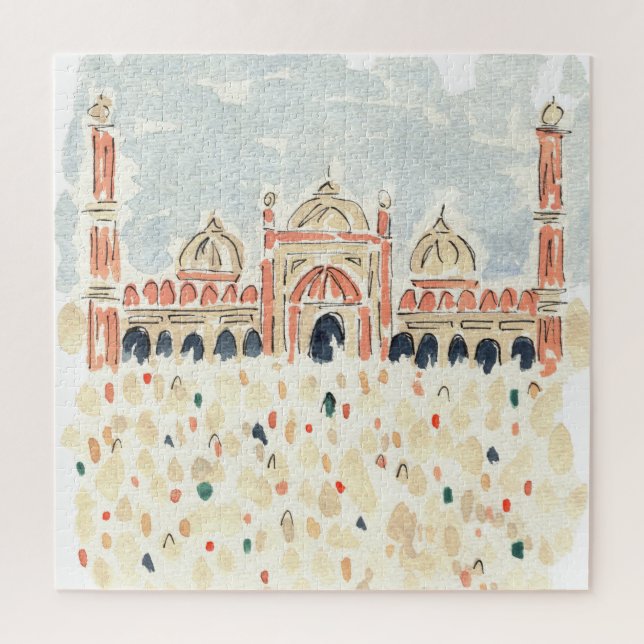 Mosquée Jama Masjid Inde Watercolor Jigsaw Puzzle (Vertical)