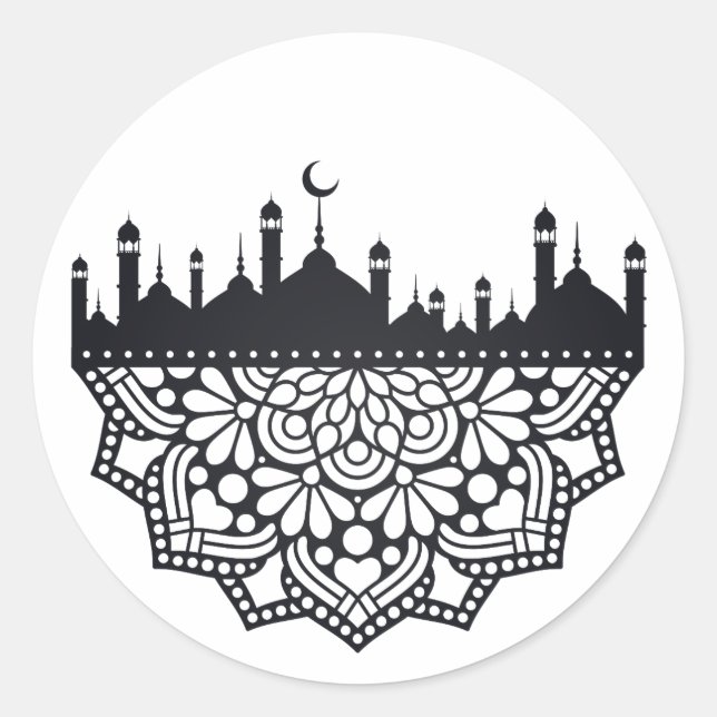 Mosquées silhouettes Avec Stickers Ornementaux Fle (Devant)