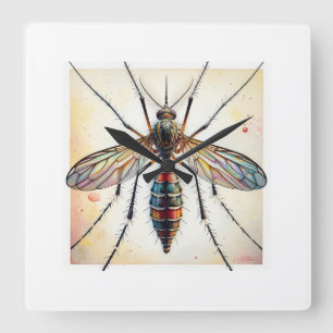 Mosquito dorsal view painting 030624IREF117 - Wate Square Wall Clock