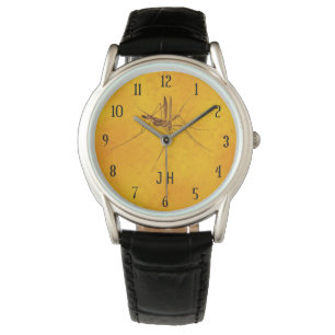 Mosquito in Amber Sap Fossil Replica Monogrammed Watch