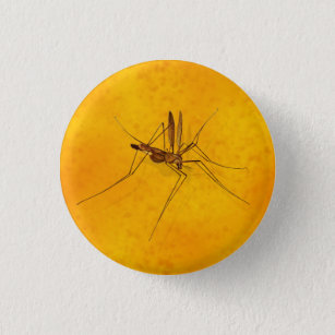 Mosquito in Amber Sap Fossil Replica Prehistoric 1 Inch Round Button