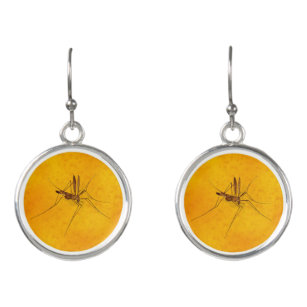Mosquito in Amber Sap Fossil Replica Prehistoric Earrings