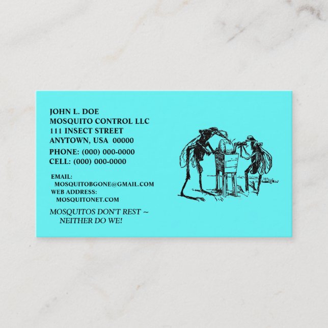MOSQUITO THEMED BUSINESS CARDS ~ MAKE A STATEMENT! (Front)