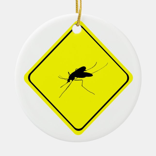 Mosquito Warning Sign Nuisance insect/bug pest Ceramic Ornament (Front)