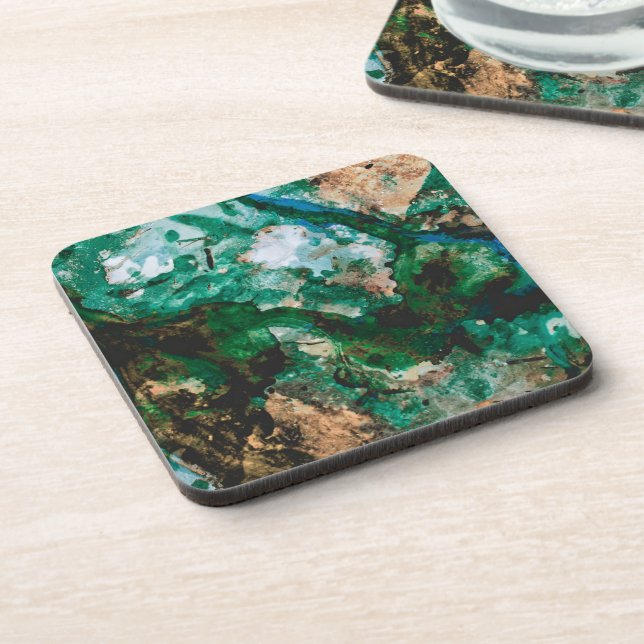Moss Agate Green Crystal Geode Abstract Coaster (Left Side)
