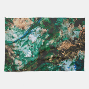 Moss Agate Green Crystal Geode Abstract Kitchen Towel