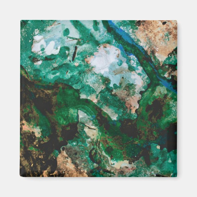 Moss Agate Green Crystal Geode Abstract Magnet (Front)