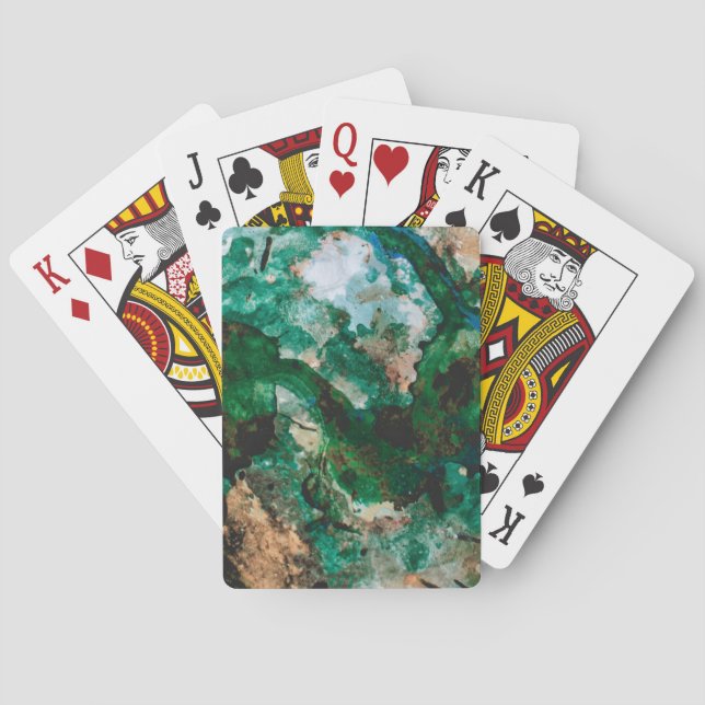 Moss Agate Green Crystal Geode Abstract Playing Cards (Back)