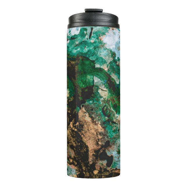 Moss Agate Green Crystal Geode Abstract Thermal Tumbler (Front)