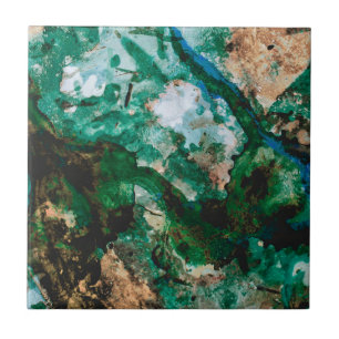 Moss Agate Green Crystal Geode Abstract Tile