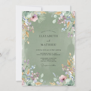 Moss Blossom Romantic Wedding Invitation
