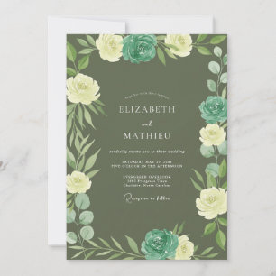 Moss Cream Greenery Wedding Invitation