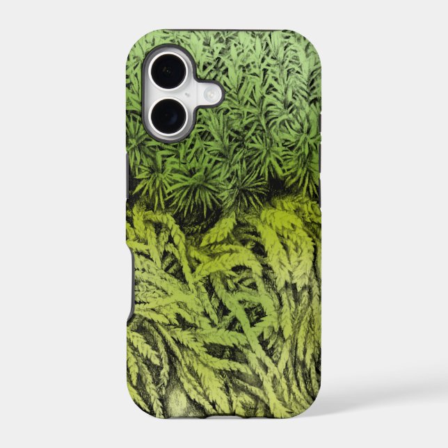 Moss drawing with coloured overlay iphone case (Back)