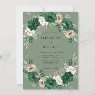 Moss Emerald Painted Wedding Invitation