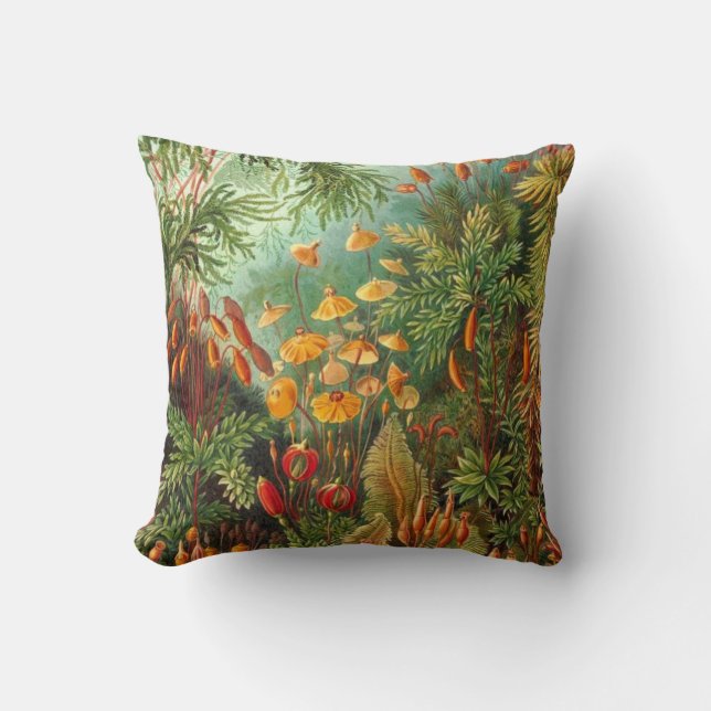 Moss - Ernst Haeckel Throw Pillow (Front)