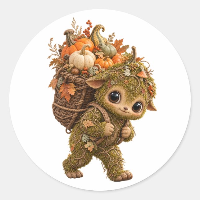 Moss Forest Sprite Tote Bag Classic Round Sticker (Front)