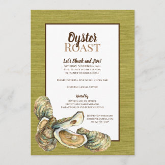 Moss Grasscloth Oyster Roast Invitation