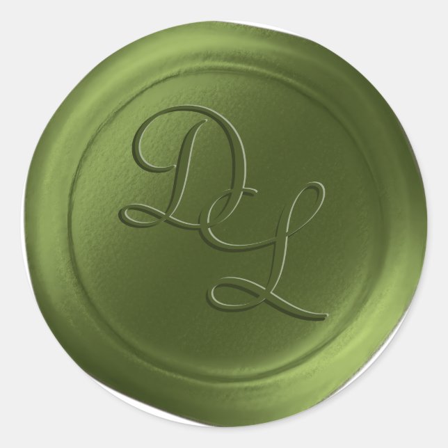 Moss Green 2 Letter Monogram Wax Seal Stickers (Front)