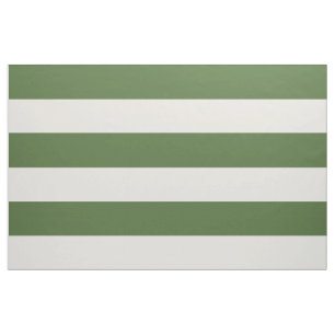 Moss Green and Ivory Wide Stripes Large Scale Fabric