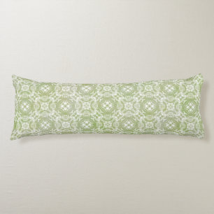 Moss Green and White Lace Overlay Body Pillow