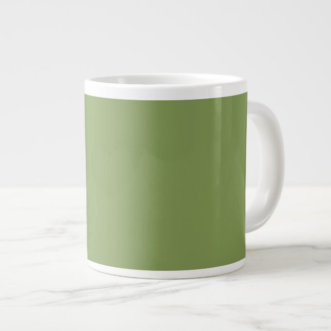 Moss Green Background Solid Colour Customize this Large Coffee Mug (Front Right)