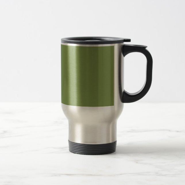 Moss Green Background Solid Colour Customize this Travel Mug (Right)