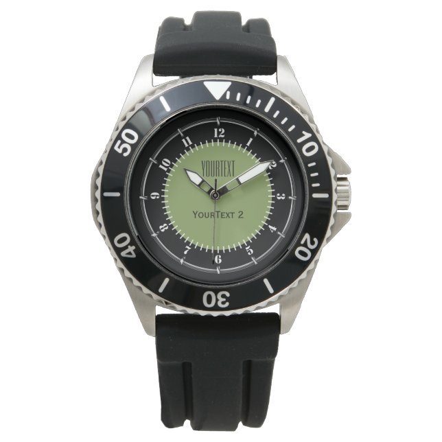 Moss Green Background Solid Colour Personalize thi Watch (Front)