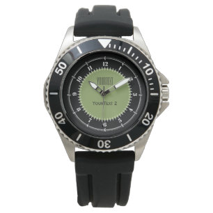 Moss Green Background Solid Colour Personalize Watch