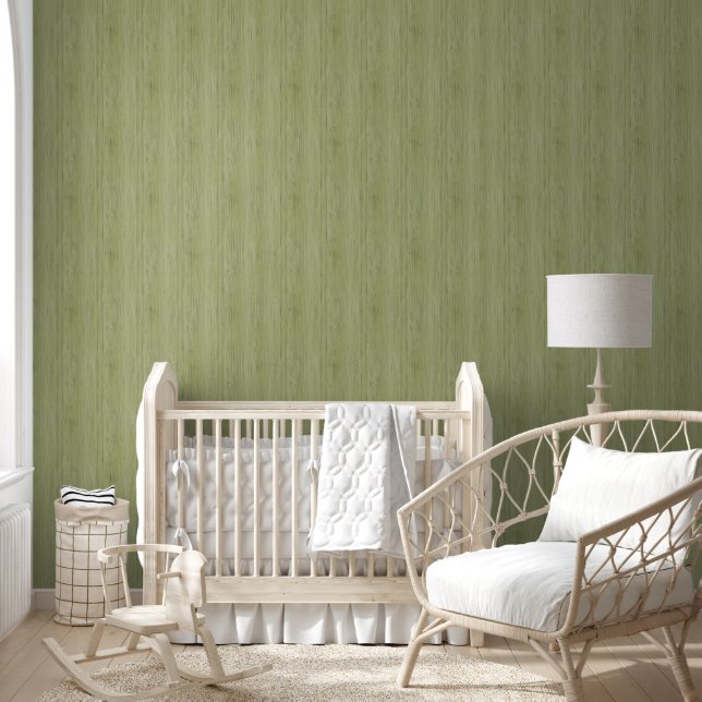 Moss Green Bamboo Wood Grain Look Wallpaper (Kids)