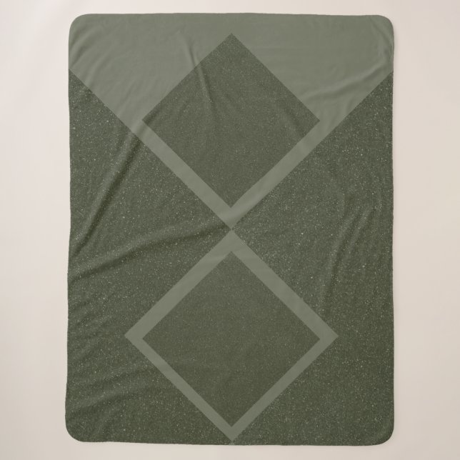 Moss Green Bold Diamond Sherpa Blanket (Front)