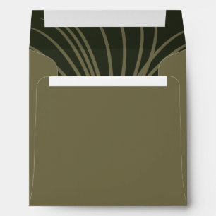 Moss Green Botanical Fan Elegant Wedding Envelope