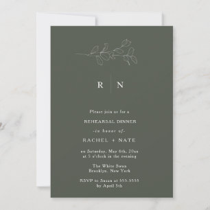 Moss Green Botanical Rehearsal Dinner Invitation