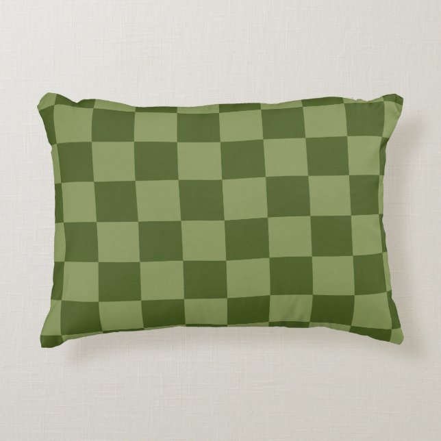 Moss Green Chequerboard Accent Pillow (Front)