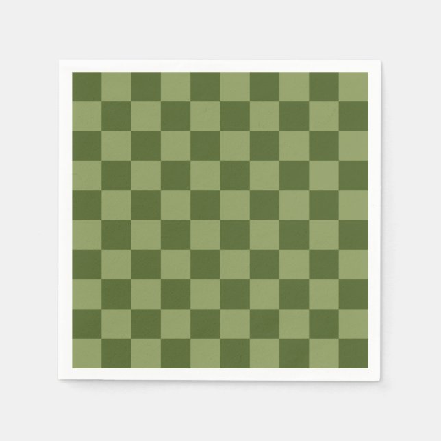 Moss Green Chequerboard Napkin (Front)