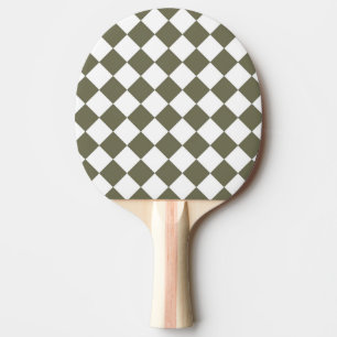 Moss Green Chequerboard pattern Ping Pong Paddle