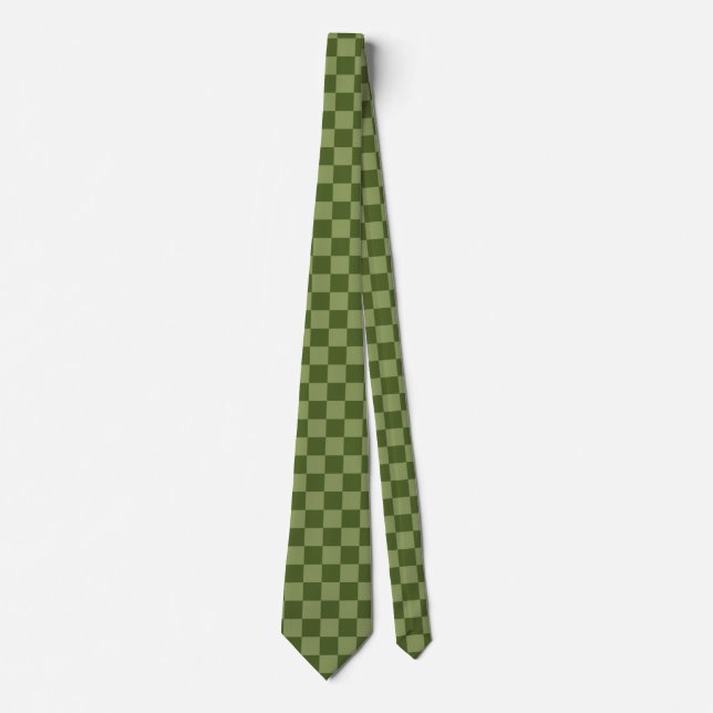 Moss Green Chequerboard Tie (Front)