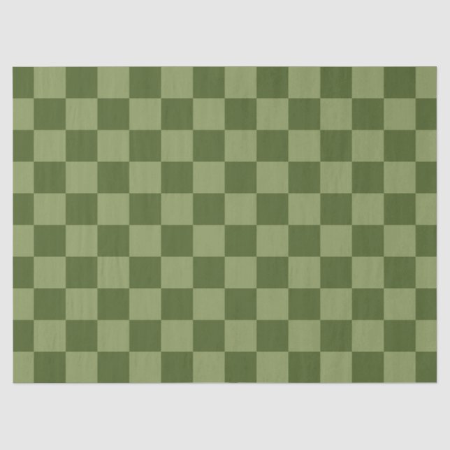 Moss Green Chequerboard Tissue Paper (Front)