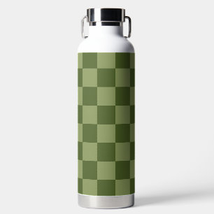 Moss Green Chequerboard Water Bottle