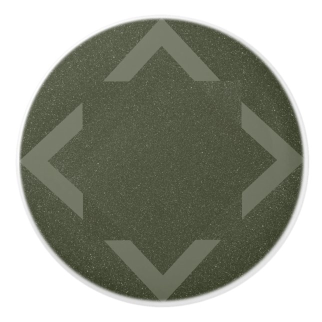 Moss Green Chevron Ceramic Drawer Knob – Customize (Front)