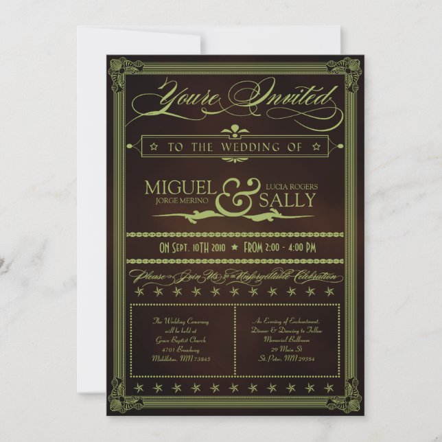 Moss Green & Chocolat do-it-yourself Faire-part de (Devant)