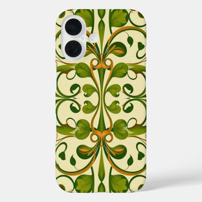 Moss Green & Copper Floral Pattern Case-Mate iPhone Case (Back)